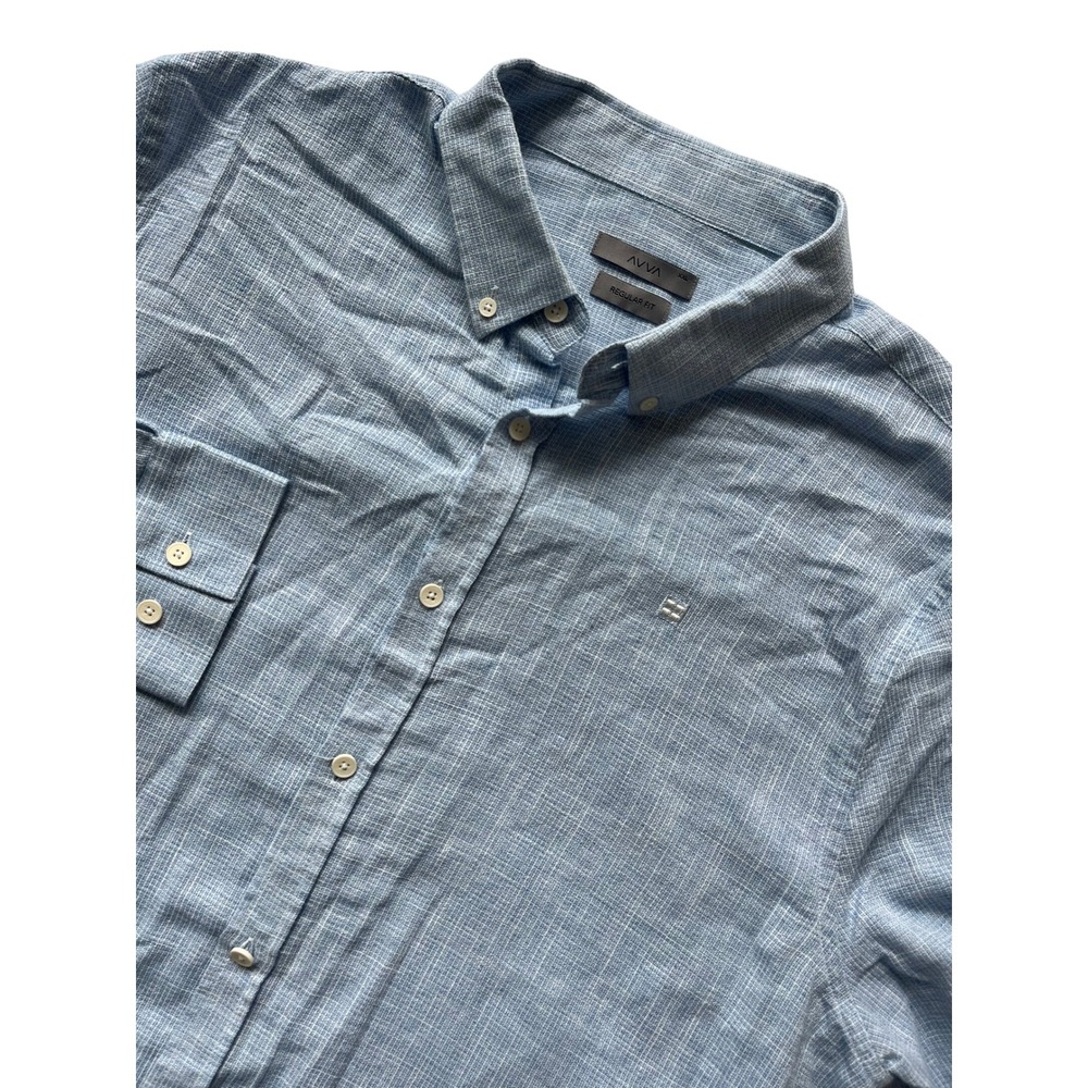 AVVA Mens Regular Fit Button Down Shirt XXL Light Blue Cotton Blend by Mavi